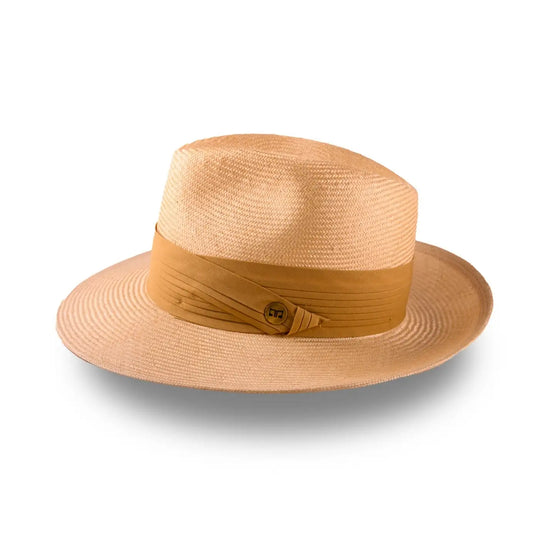 cappello fedora elegante in parasisol da uomo foto con vista laterale color camel primario nesti