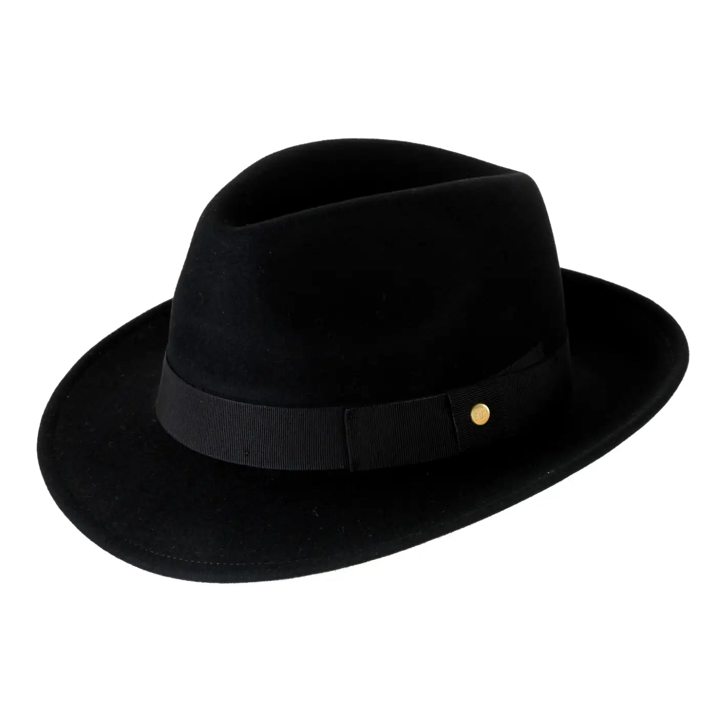 cappello fedora in feltro di cashmere antipioggia da uomo color nero inchiostro foto con vista inclinata sinistra primario nesti