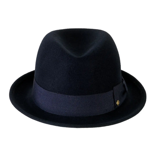 cappello lobbia homburg classico in feltro di lana merinos da uomo color notte profonda foto con vista frontale 1 primario nesti