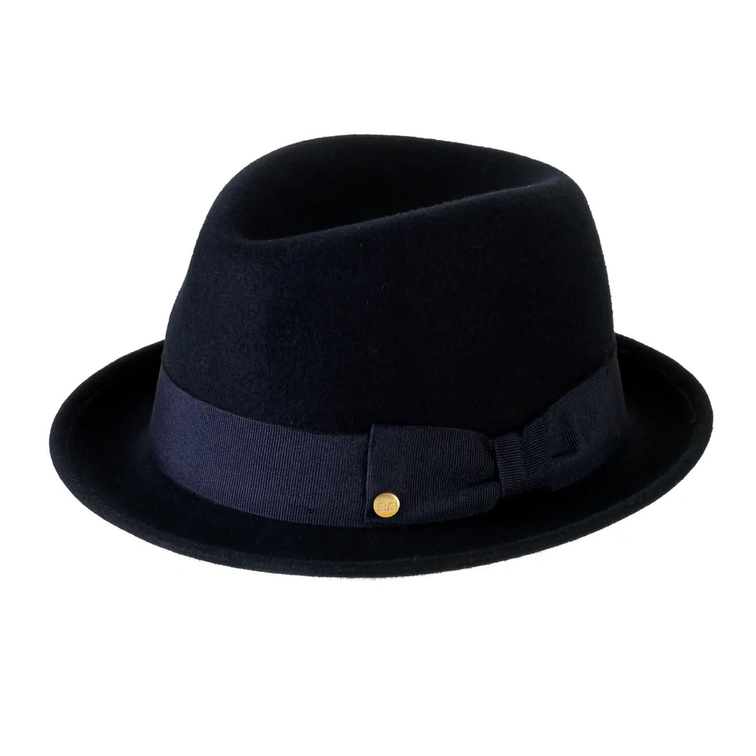 cappello lobbia homburg classico in feltro di lana merinos da uomo color notte profonda foto con vista inclinata sinistra 1 primario nesti