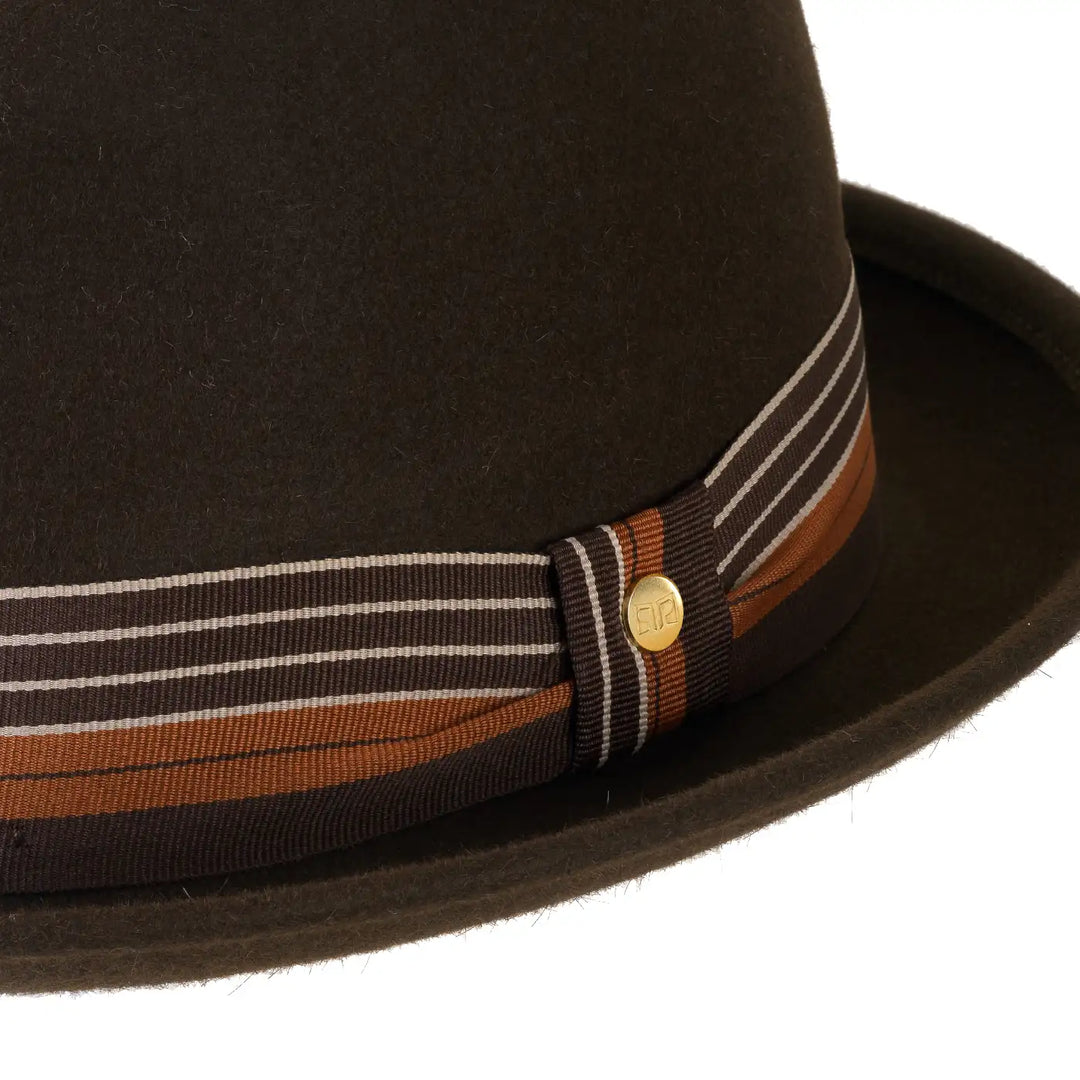 Cappello Lobbia Homburg in Feltro Raso di Lapin con Fodera