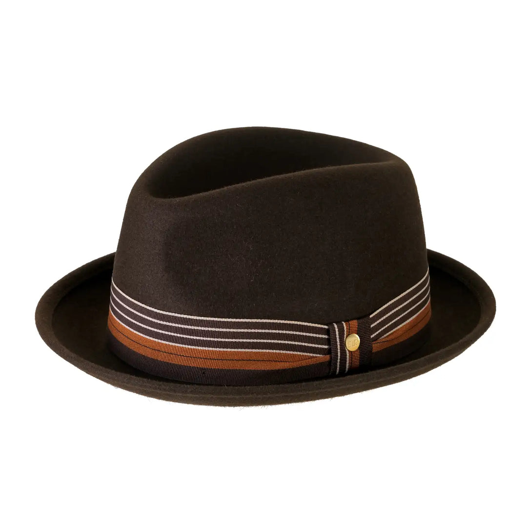 Cappello Lobbia Homburg in Feltro Raso di Lapin con Fodera