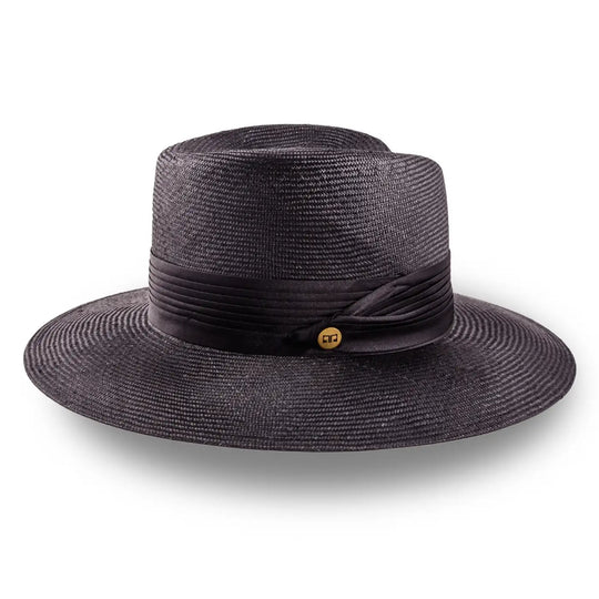 cappello tesa larga elegante in parasisol da donna foto con vista laterale color nero primario nesti