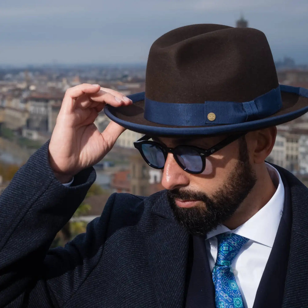 Cappello Trilby a Tesa Media in Feltro Raso di Lapin con Fodera