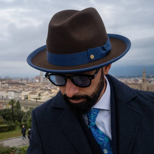 Cappello Trilby a Tesa Media in Feltro Raso di Lapin con Fodera