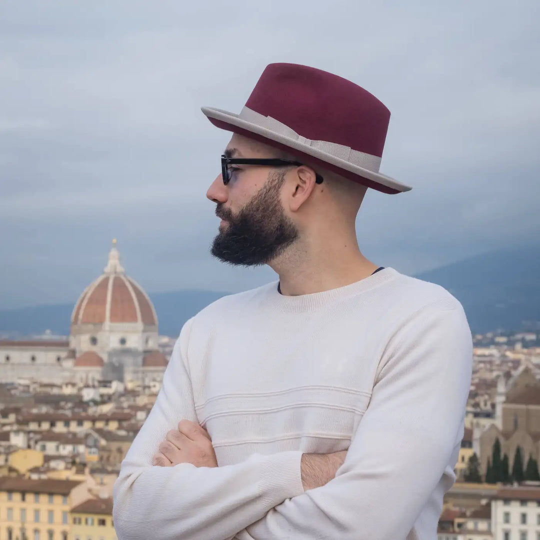 Cappello Trilby a Tesa Media in Feltro Raso di Lapin con Fodera