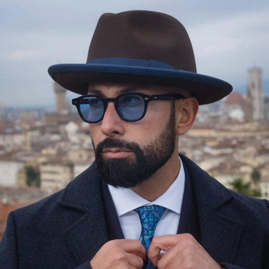 Cappello Trilby a Tesa Media in Feltro Raso di Lapin con Fodera