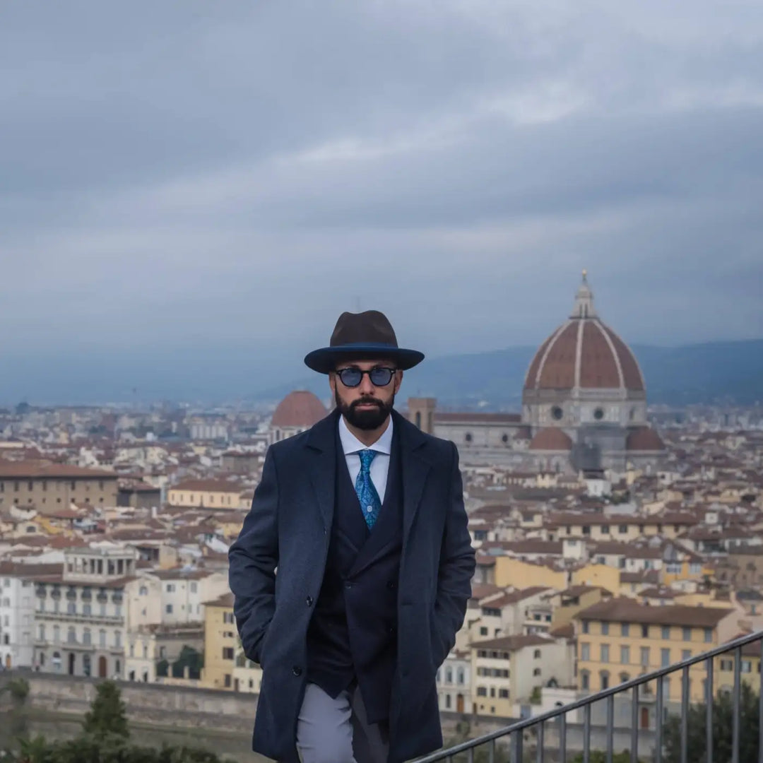 Cappello Trilby a Tesa Media in Feltro Raso di Lapin con Fodera