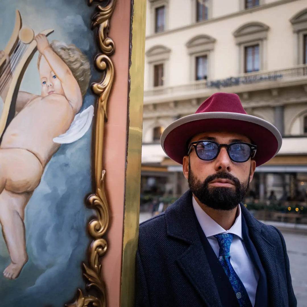 Cappello Trilby a Tesa Media in Feltro Raso di Lapin con Fodera