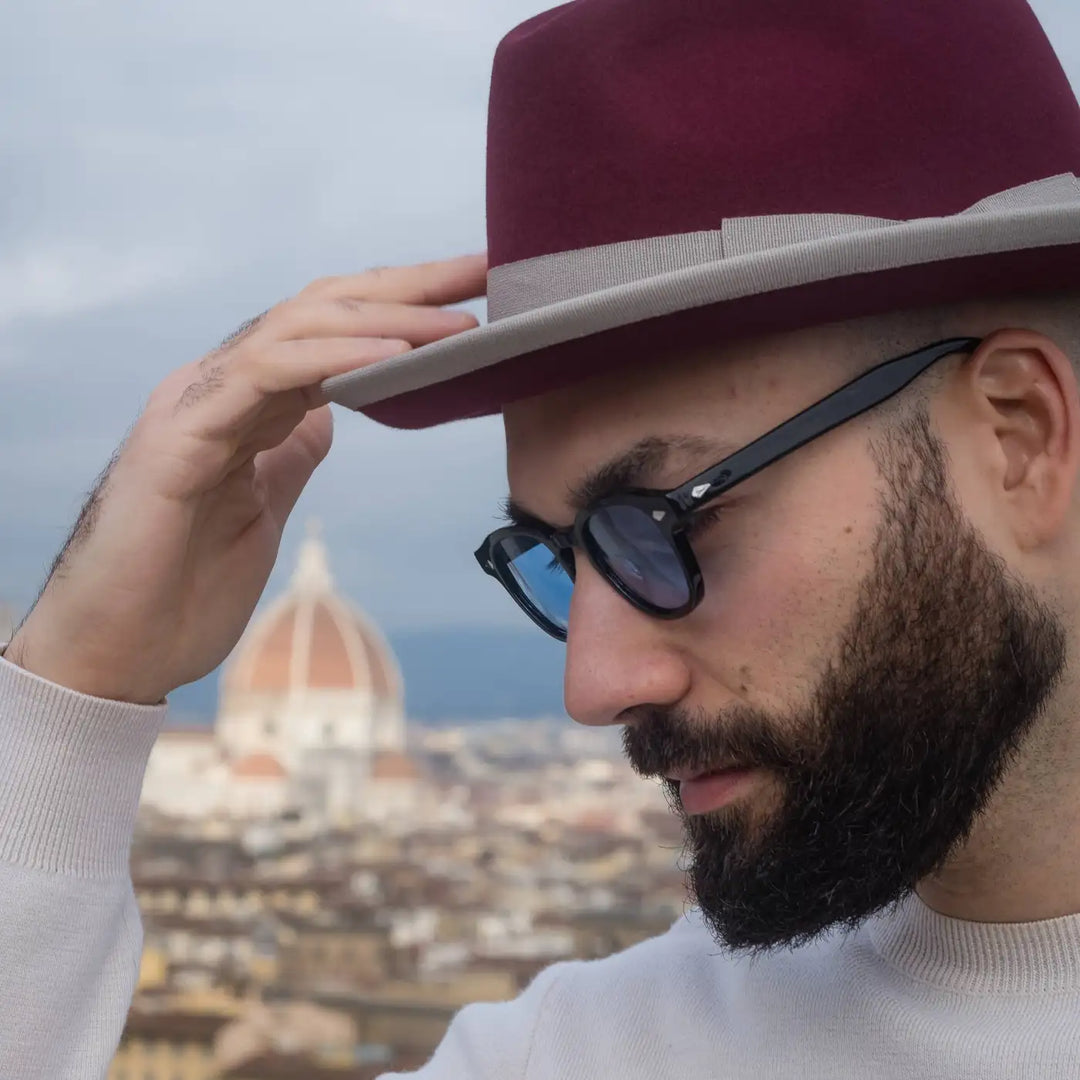 Cappello Trilby a Tesa Media in Feltro Raso di Lapin con Fodera