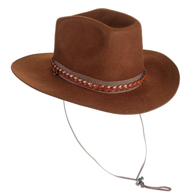 Cappello Cowboy Classico color Mogano, in feltro antipioggia da uomo, foto con orientamento laterale - Primario Nesti