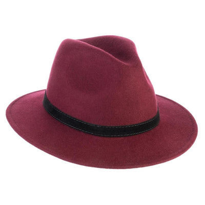 Cappello Fedora Ala Media color Bordeaux, in feltro di lana merinos da uomo, foto con orientamento laterale - Primario Nesti
