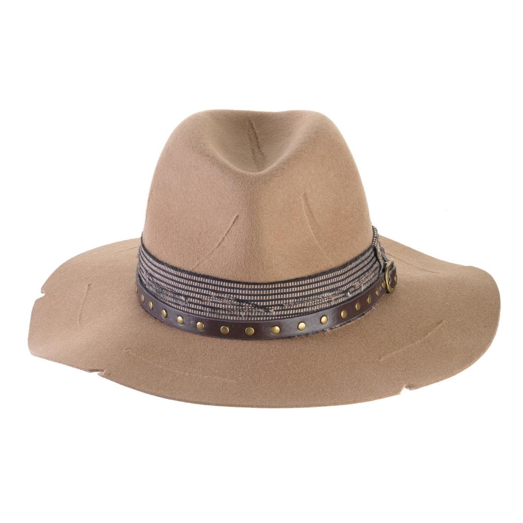 Cappello Country Deluxe color Beige, in feltro antipioggia da uomo, foto con orientamento frontale - Primario Nesti