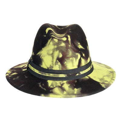 Cappello Fedora Unisex color Giallo, in feltro di lana merinos da uomo, foto con orientamento frontale - Primario Nesti