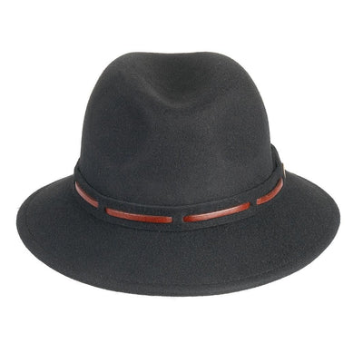 Cappello Fedora Jazz color Nero, in feltro di lana merinos da uomo, foto con orientamento frontale - Primario Nesti