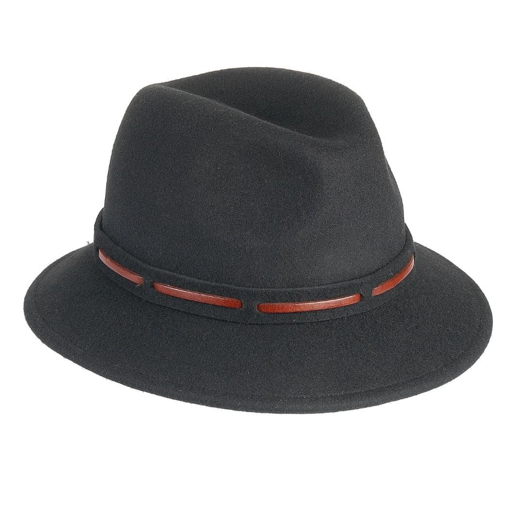 Cappello Fedora Jazz color Nero, in feltro di lana merinos da uomo, foto con orientamento laterale - Primario Nesti