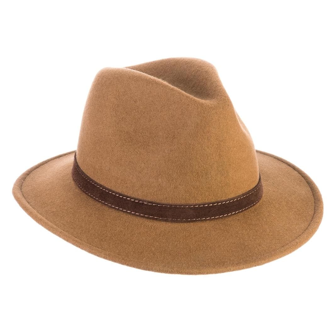 Cappello Fedora Ala Media color Rame, in feltro di lana merinos da uomo, foto con orientamento laterale - Primario Nesti