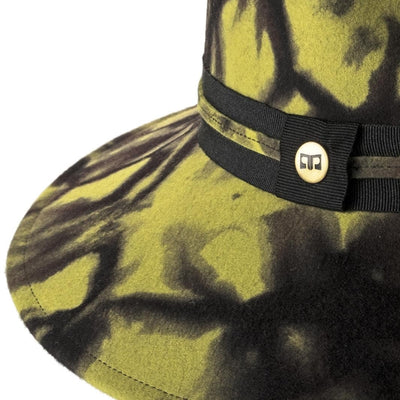 Cappello Fedora Unisex color Giallo, in feltro di lana merinos da uomo, foto con vista dettaglio ravvicinato - Primario Nesti
