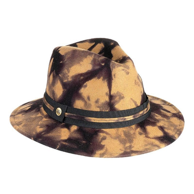 Cappello Fedora Unisex color Sabbia, in feltro di lana merinos da uomo, foto con vista inclinata - Primario Nesti