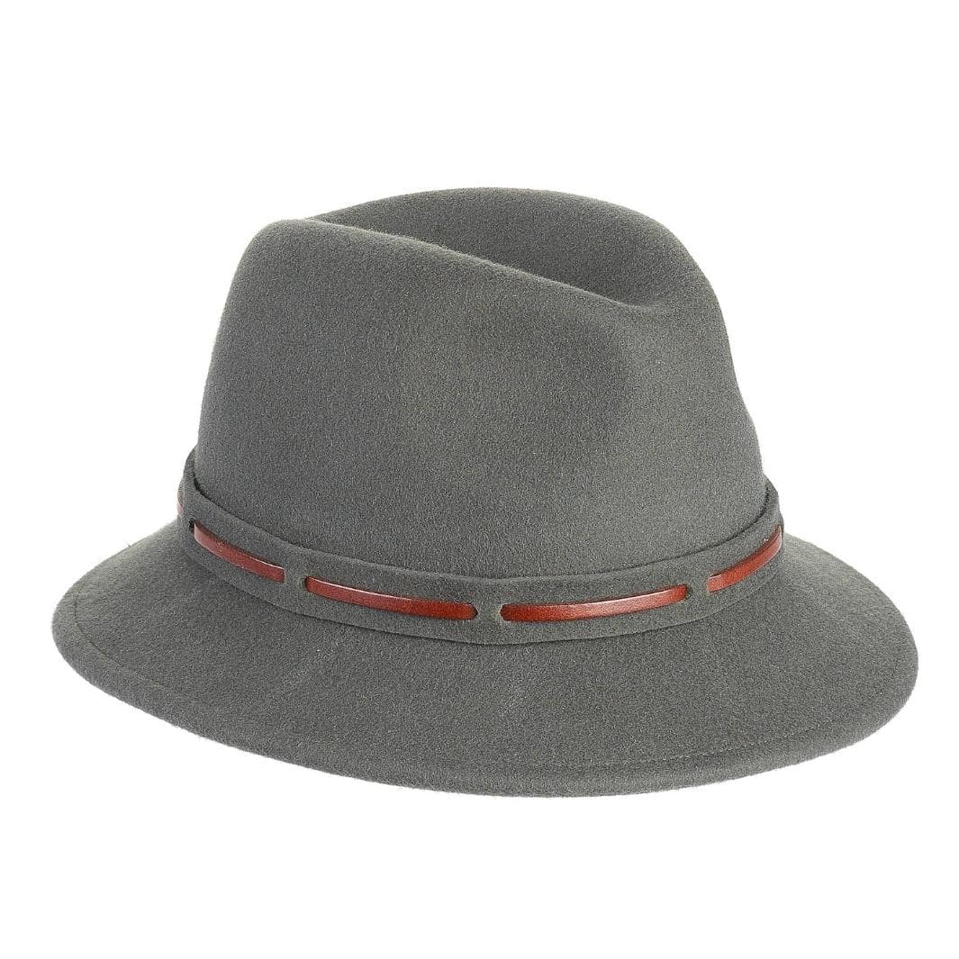Cappello Fedora Jazz color Antracite, in feltro di lana merinos da uomo, foto con orientamento laterale - Primario Nesti