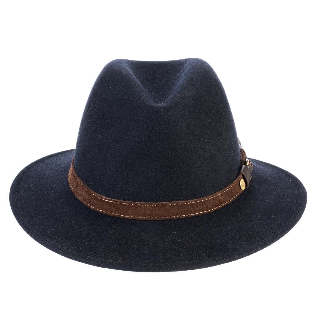 Cappello Fedora Ala Media color Blu, in feltro di lana merinos da uomo, foto con orientamento frontale - Primario Nesti