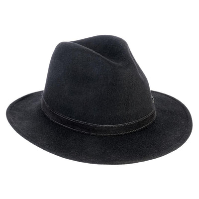 Cappello Fedora Ala Media color Nero, in feltro di lana merinos da uomo, foto con orientamento laterale - Primario Nesti