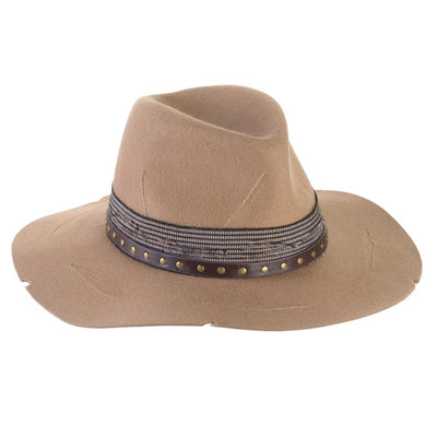 Cappello Country Deluxe color Beige, in feltro antipioggia da uomo, foto con orientamento laterale - Primario Nesti