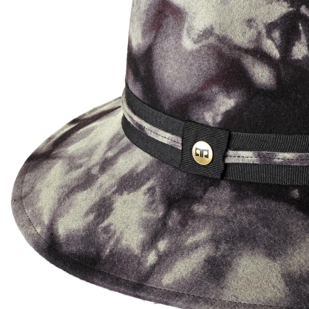 Cappello Fedora Unisex color Grigio, in feltro di lana merinos da uomo, foto con vista dettaglio ravvicinato - Primario Nesti