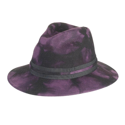 Cappello Fedora Unisex color Viola, in feltro di lana merinos da uomo, foto con orientamento laterale - Primario Nesti