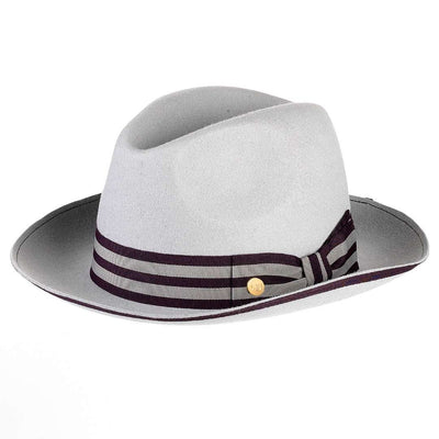 Cappello Trilby Jazz color Perla, in feltro di lana merinos da uomo, foto con vista inclinata - Primario Nesti