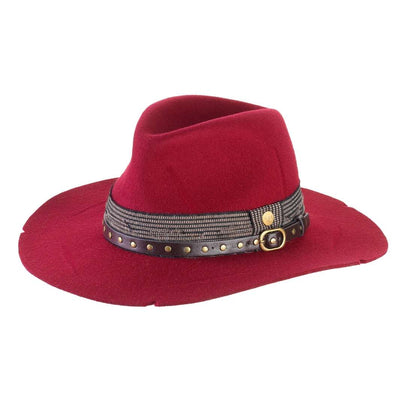 Cappello Country Deluxe color Rosso Scuro, in feltro antipioggia da uomo, foto con vista inclinata - Primario Nesti