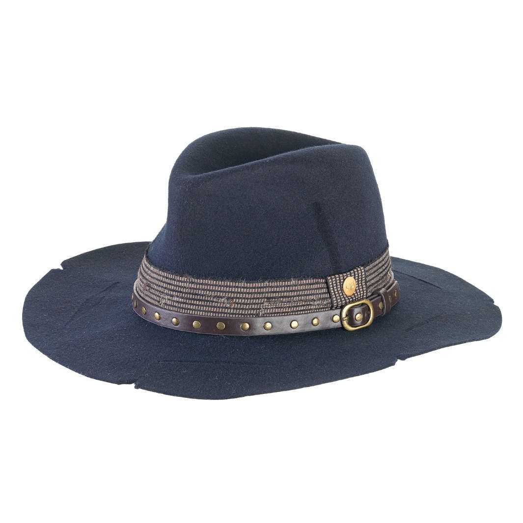 Cappello Country Deluxe color Blu, in feltro antipioggia da uomo, foto con vista inclinata - Primario Nesti