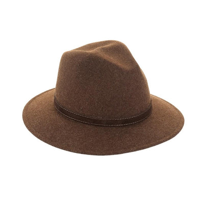 Cappello Fedora Ala Media color Castoro, in feltro di lana merinos da uomo, foto con orientamento laterale - Primario Nesti