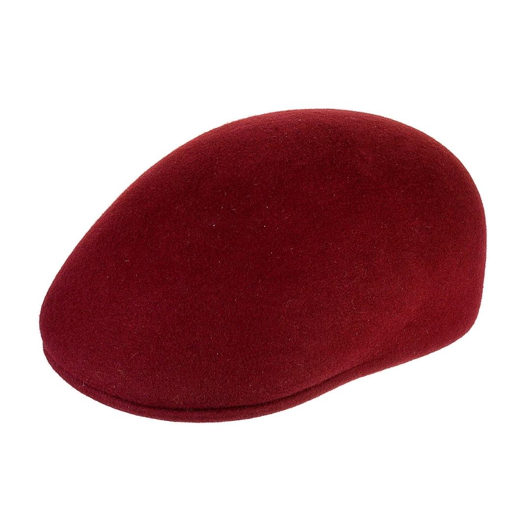 Cappello Coppola Classica color Rosso, in feltro di lana merinos da uomo, foto con vista inclinata - Primario Nesti
