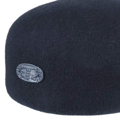 Cappello Coppola Classica color Blu Navy, in feltro di lana merinos da uomo, foto con vista dettaglio ravvicinato - Primario Nesti