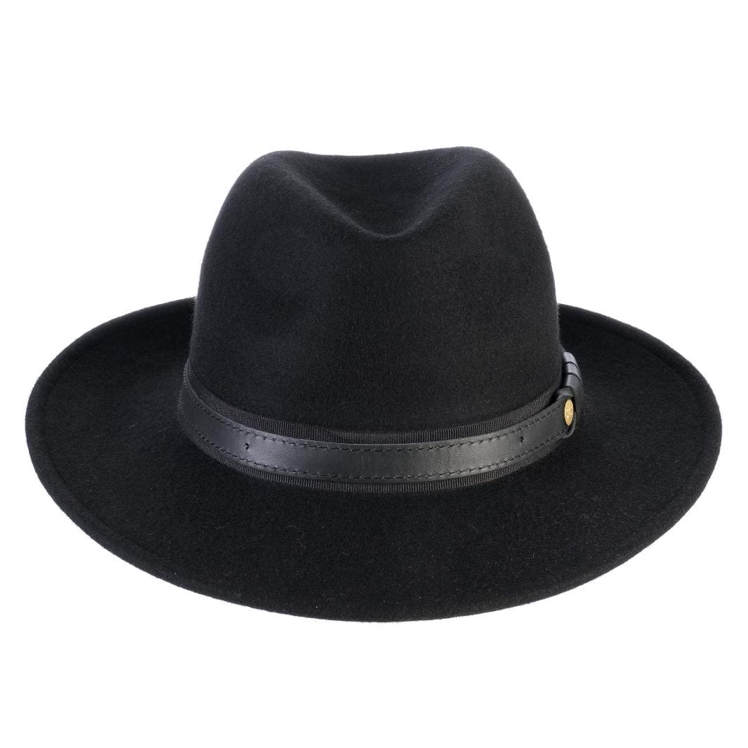 Cappello Fedora Tradizionale color Nero, in feltro antipioggia da uomo, foto con orientamento frontale - Primario Nesti