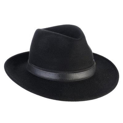 Cappello Fedora Tradizionale color Nero, in feltro antipioggia da uomo, foto con orientamento laterale - Primario Nesti
