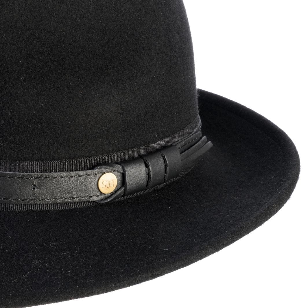 Cappello Fedora Tradizionale color Nero, in feltro antipioggia da uomo, foto con vista dettaglio ravvicinato - Primario Nesti