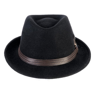 Cappello Trilby Classico color Nero, in feltro di lana merinos da uomo, foto con orientamento frontale - Primario Nesti