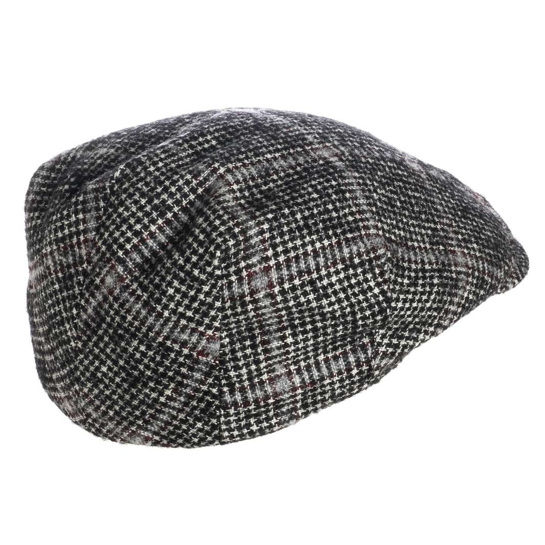 Cappello Coppola Pied de Poule color Nero, in lana vergine, foto con vista dettaglio ravvicinato - Primario Nesti