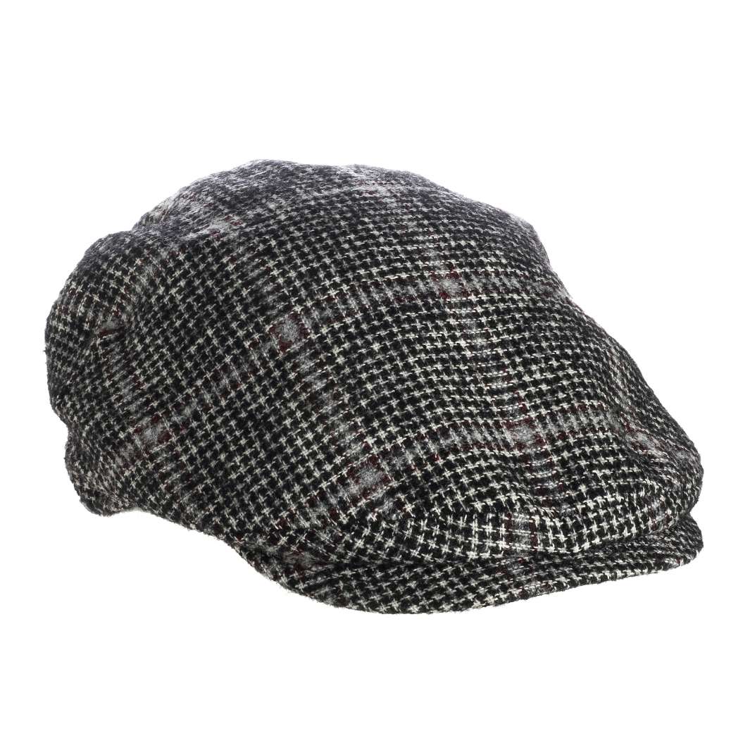Cappello Coppola Pied de Poule color Nero, in lana vergine, foto con vista inclinata - Primario Nesti