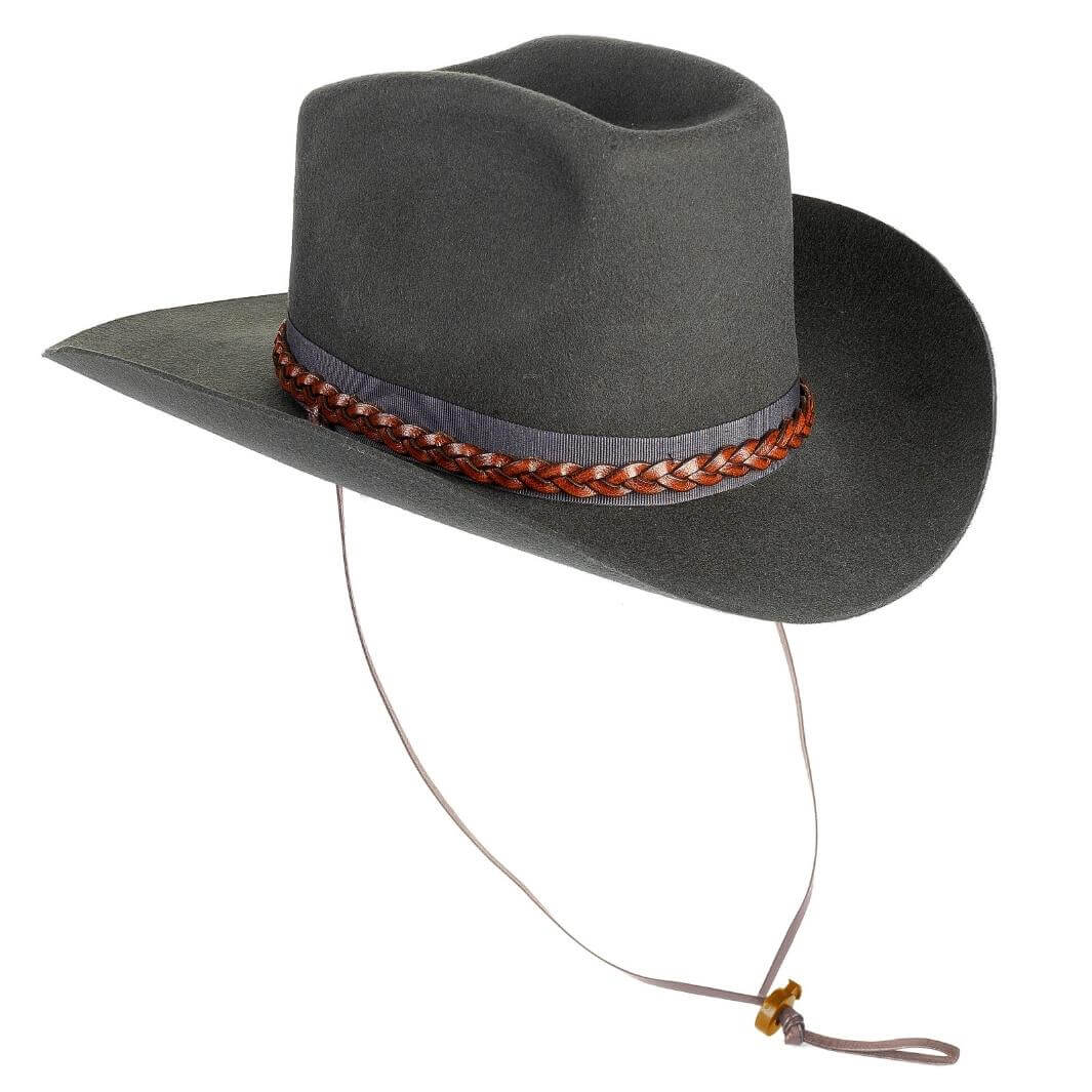 Cappello Cowboy Classico color Antracite, in feltro antipioggia da uomo, foto con orientamento laterale - Primario Nesti