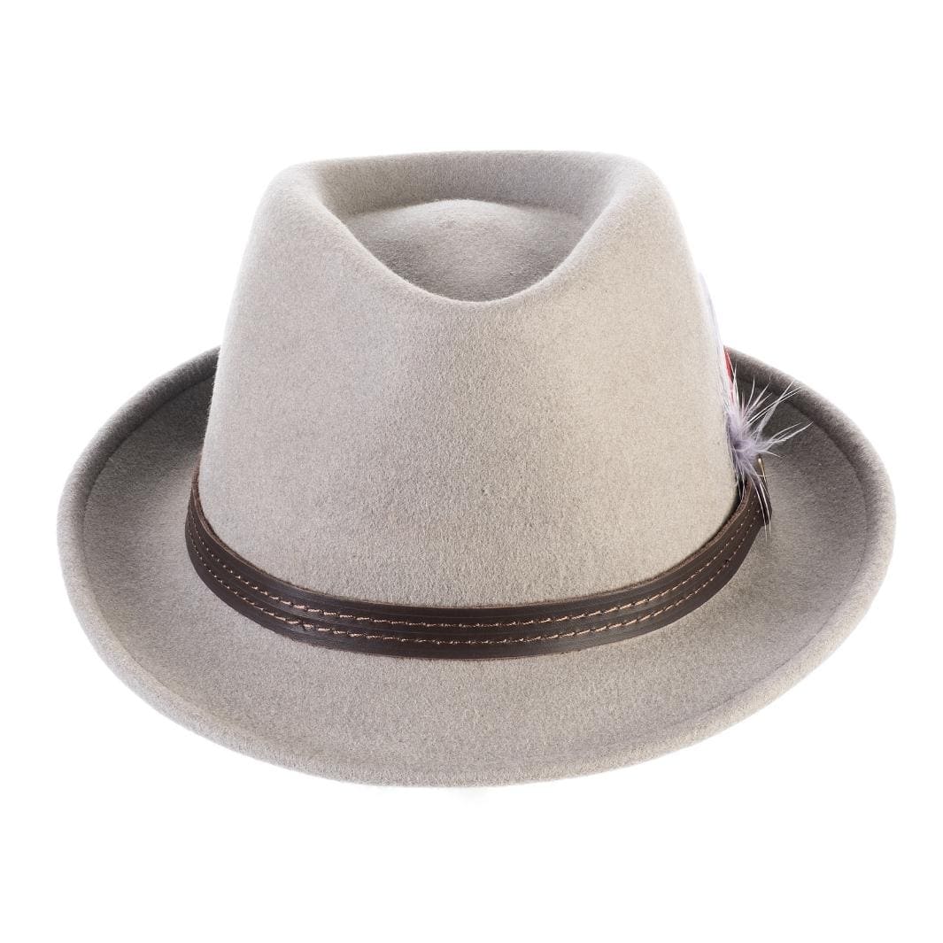 Cappello Trilby Classico color Grigio, in feltro di lana merinos da uomo, foto con orientamento frontale - Primario Nesti