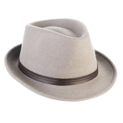 Cappello Trilby Classico color Grigio, in feltro di lana merinos da uomo, foto con orientamento laterale - Primario Nesti
