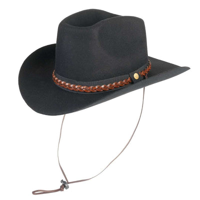 Cappello Cowboy Classico color Nero, in feltro antipioggia da uomo, foto con vista inclinata - Primario Nesti