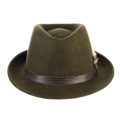Cappello Trilby Classico color Verde, in feltro di lana merinos da uomo, foto con orientamento frontale - Primario Nesti