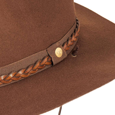 Cappello Cowboy Classico color Mogano, in feltro antipioggia da uomo, foto con vista dettaglio ravvicinato - Primario Nesti
