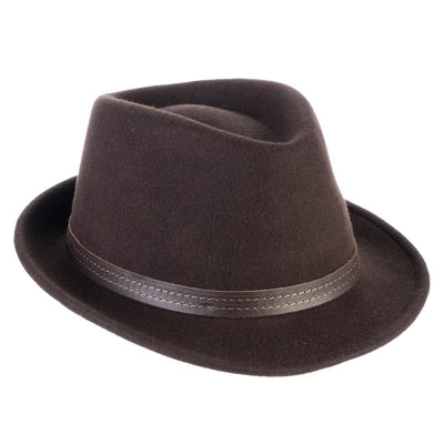 Cappello Trilby Classico color Marrone, in feltro di lana merinos da uomo, foto con orientamento laterale - Primario Nesti