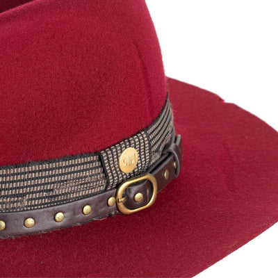Cappello Country Deluxe color Rosso Scuro, in feltro antipioggia da uomo, foto con vista dettaglio ravvicinato - Primario Nesti