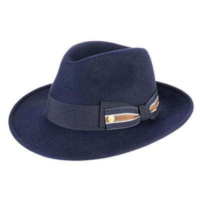Cappello Fedora Lapin color Blu, in feltro di lapin, foto con vista inclinata - Primario Nesti